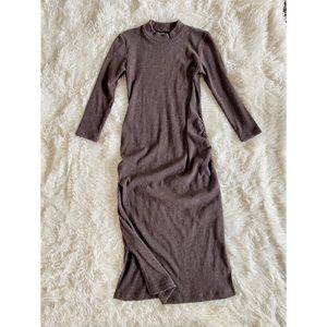 Rib Knit, Mock Neck Bodycon Maternity Dress